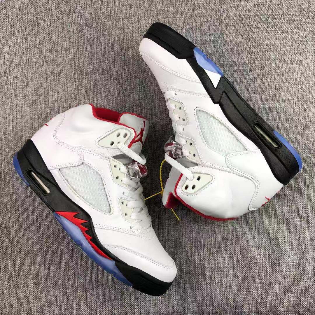 2020 Air Jordan 5 White Fire Red Shoes - Click Image to Close